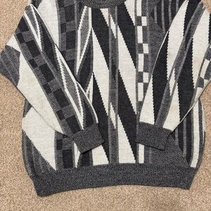 Grandpa Core Sweater Size Large Pacific Winds Sweater 
Gray and white Geometric